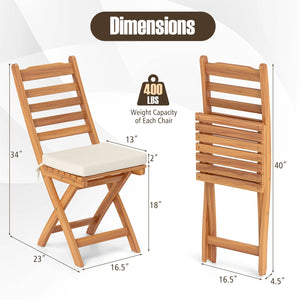 Patio Folding Chairs Set of 2 with Soft Seat Cushion-A view 2