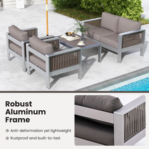 Patio Furniture Aluminum Armchair with Thick Back and Seat Cushion view 3