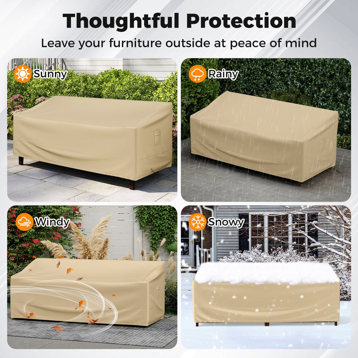 Patio Furniture Cover with Padded Handle and Click-Close Straps-77 x 43 x 30 inches view 8