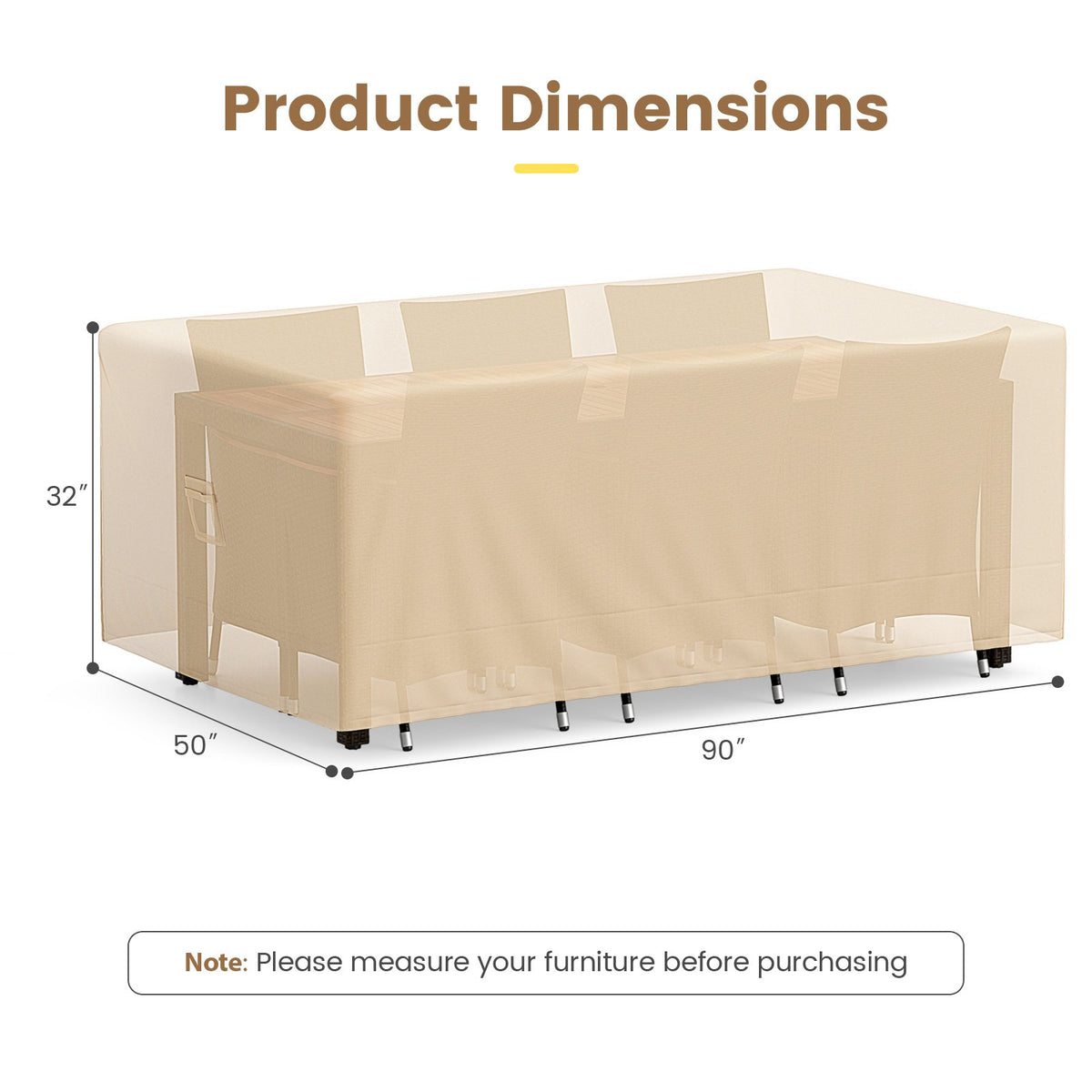Patio Furniture Cover with Padded Handle and Click-Close Straps-90 x 50 x 32 inches view 5