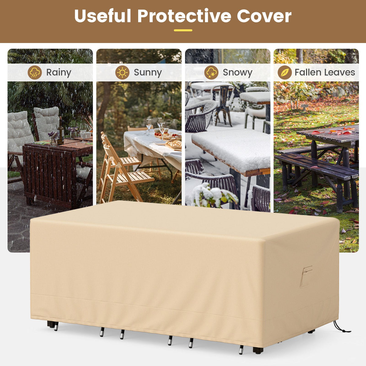 Patio Furniture Cover with Padded Handle and Click-Close Straps-90 x 50 x 32 inches view 7