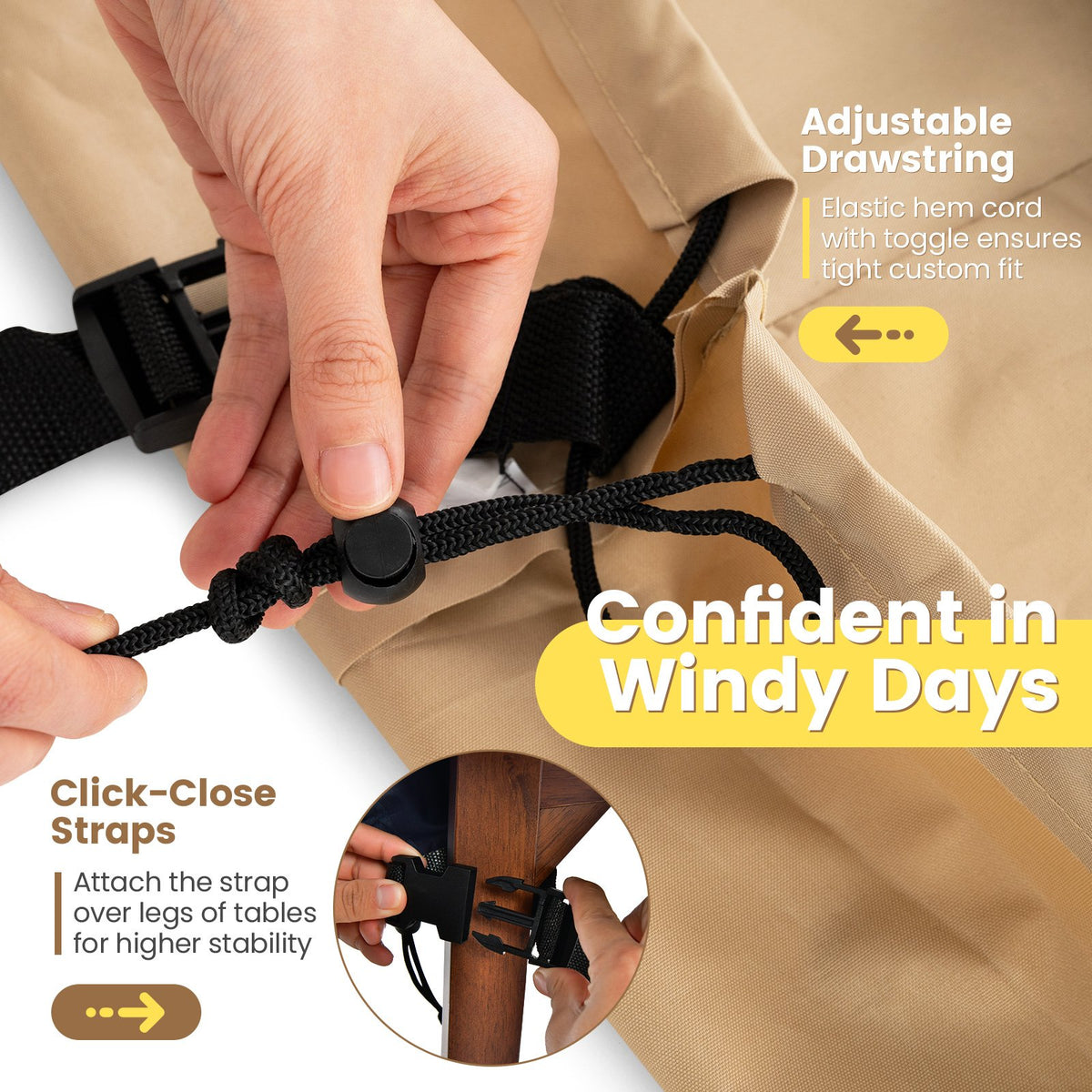 Patio Furniture Cover with Padded Handle and Click-Close Straps-90 x 50 x 32 inches view 9