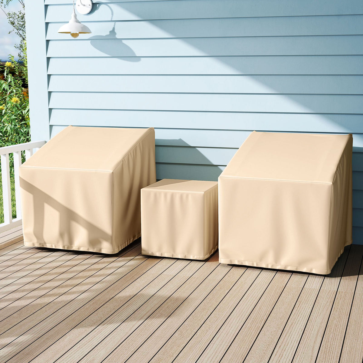 Patio Furniture Covers Waterproof Outdoor Conversation Covers for 3 Pieces Bistro Set-Beige view 2