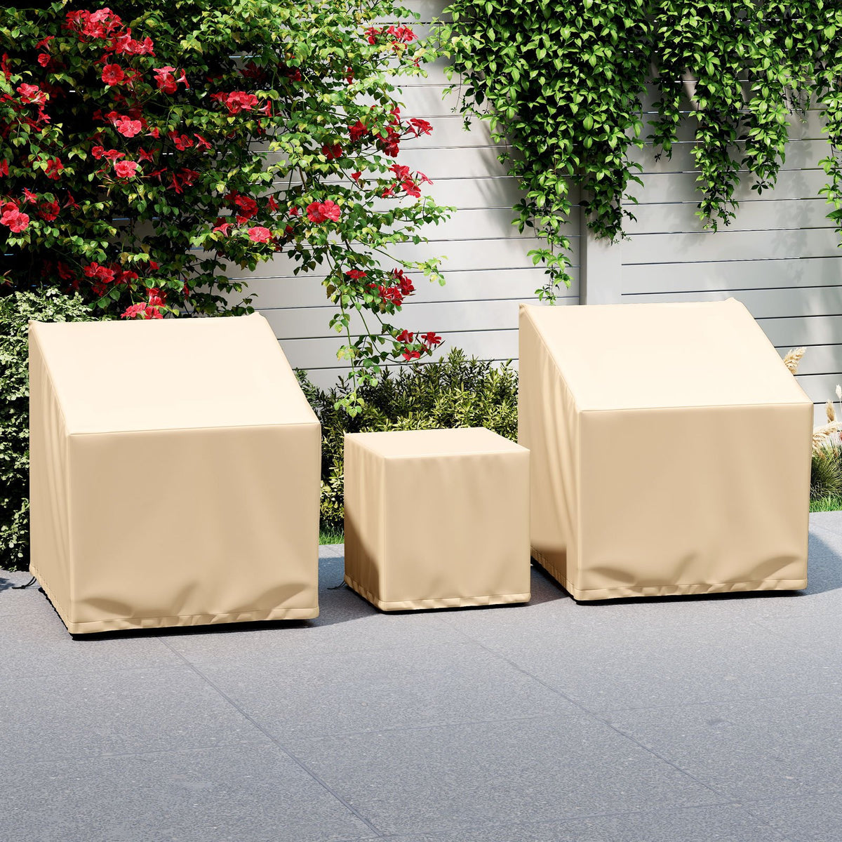 Patio Furniture Covers Waterproof Outdoor Conversation Covers for 3 Pieces Bistro Set-Beige view 5
