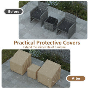 Patio Furniture Covers Waterproof Outdoor Conversation Covers for 3 Pieces Bistro Set-Beige view 7