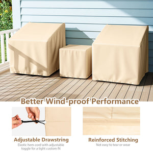 Patio Furniture Covers Waterproof Outdoor Conversation Covers for 3 Pieces Bistro Set-Beige view 9