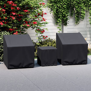 Patio Furniture Covers Waterproof Outdoor Conversation Covers for 3 Pieces Bistro Set-Black view 3