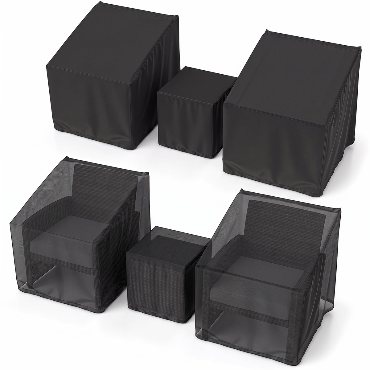 Patio Furniture Covers Waterproof Outdoor Conversation Covers for 3 Pieces Bistro Set-Black view 4