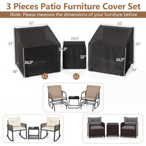 Patio Furniture Covers Waterproof Outdoor Conversation Covers for 3 Pieces Bistro Set-Black view 5