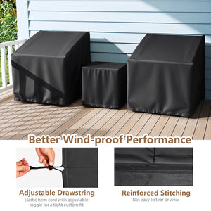 Patio Furniture Covers Waterproof Outdoor Conversation Covers for 3 Pieces Bistro Set-Black view 7
