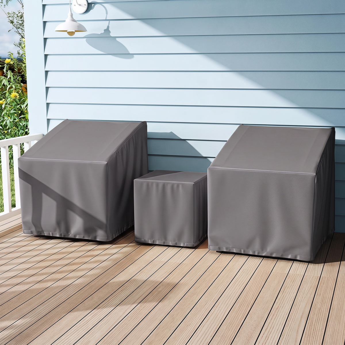 Patio Furniture Covers Waterproof Outdoor Conversation Covers for 3 Pieces Bistro Set-Gray view 2