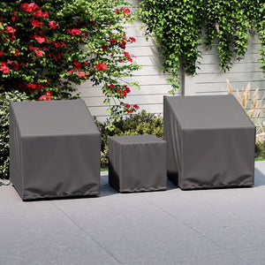 Patio Furniture Covers Waterproof Outdoor Conversation Covers for 3 Pieces Bistro Set-Gray view 3