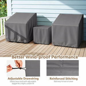 Patio Furniture Covers Waterproof Outdoor Conversation Covers for 3 Pieces Bistro Set-Gray view 6