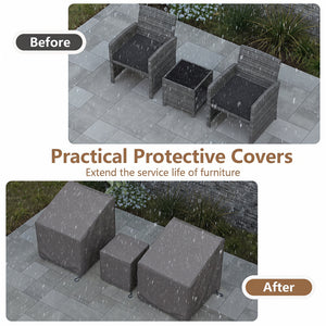 Patio Furniture Covers Waterproof Outdoor Conversation Covers for 3 Pieces Bistro Set-Gray view 9