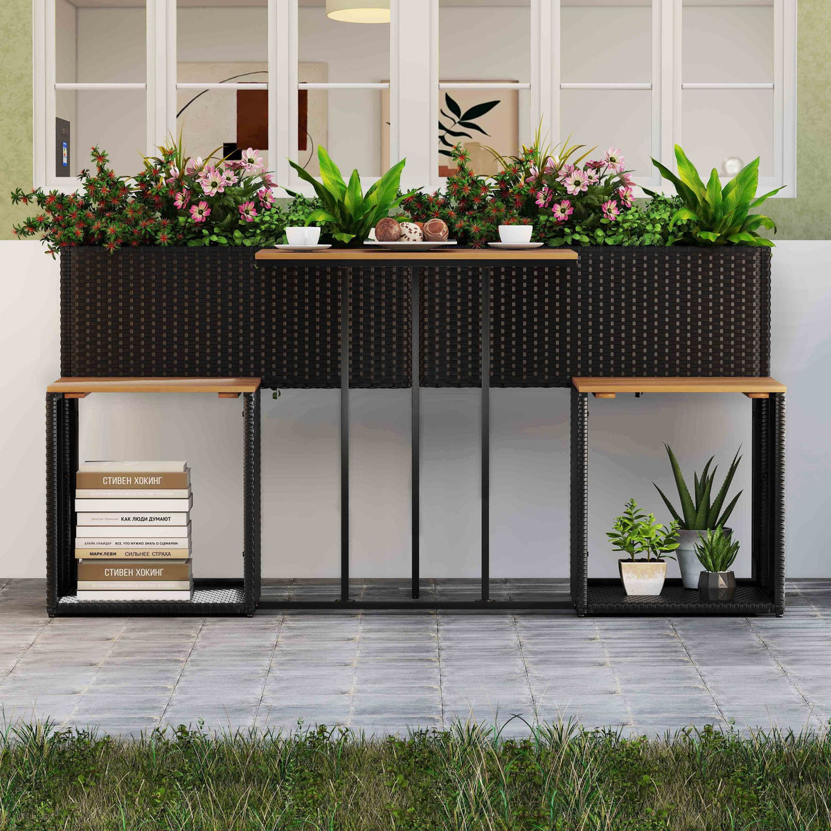 Patio Furniture Set with Raised Garden Bed for Porch and Yard view 2
