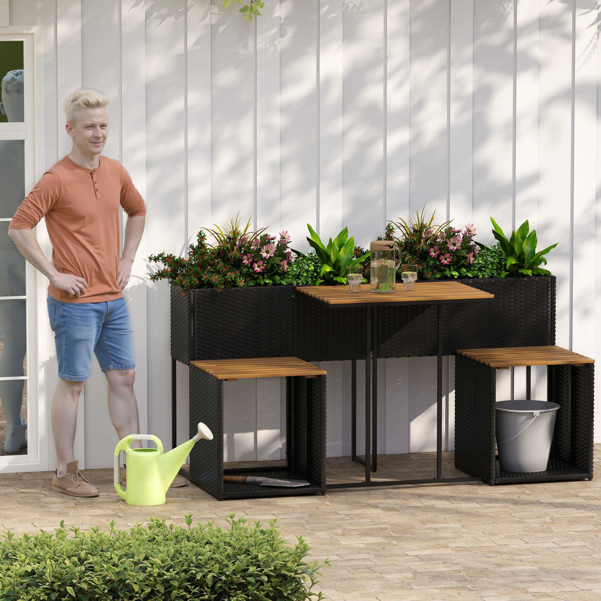 Patio Furniture Set with Raised Garden Bed for Porch and Yard view 3
