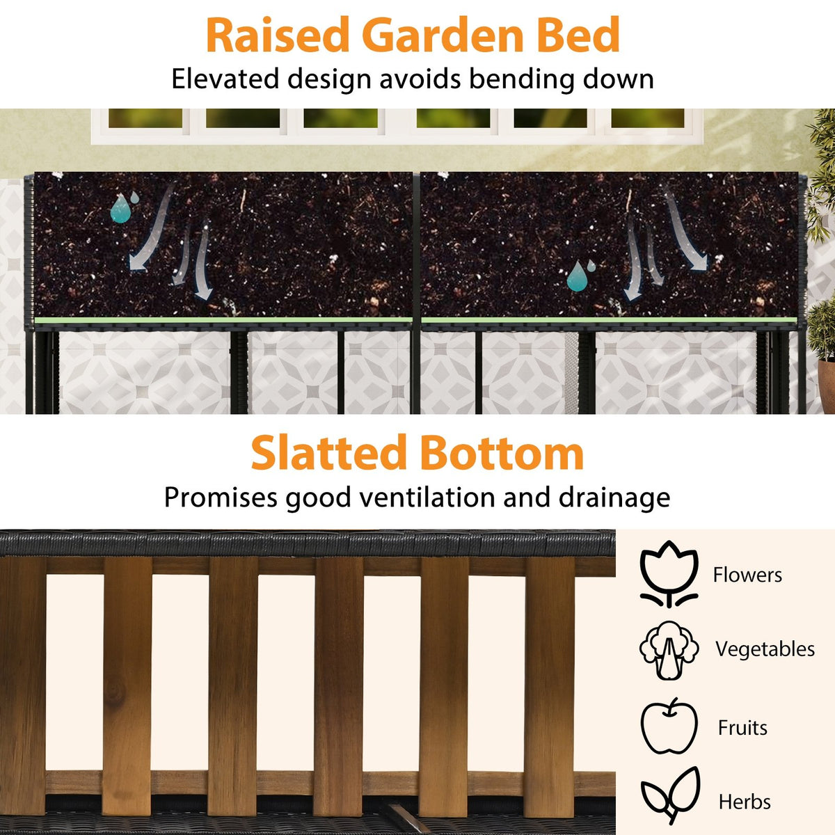 Patio Furniture Set with Raised Garden Bed for Porch and Yard view 7