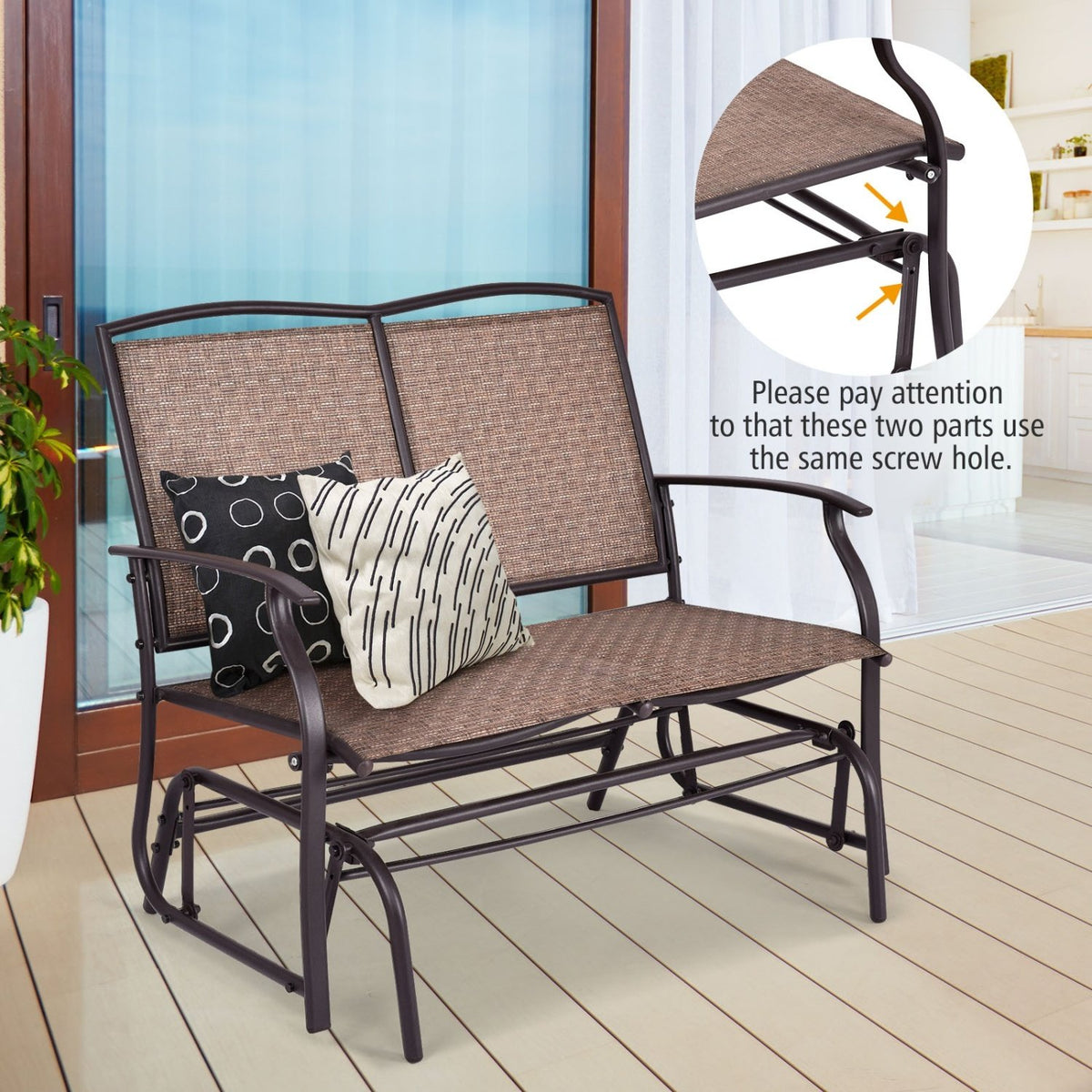 Outdoor Iron Patio Rocking Chair for Backyard and Lawn view 6