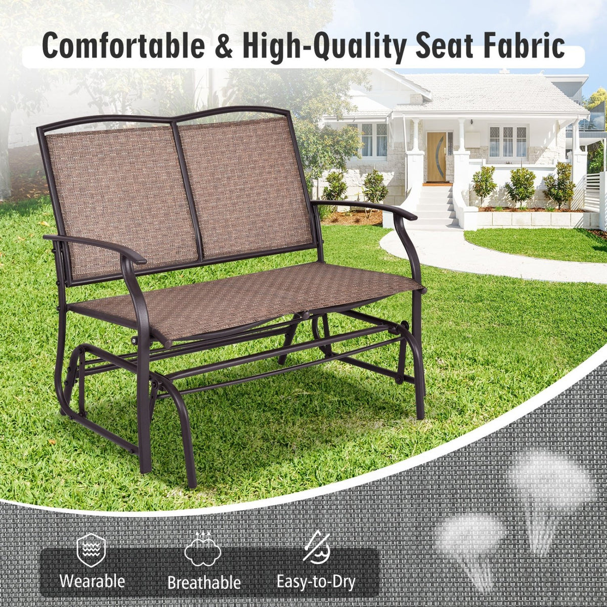 Outdoor Iron Patio Rocking Chair for Backyard and Lawn view 7