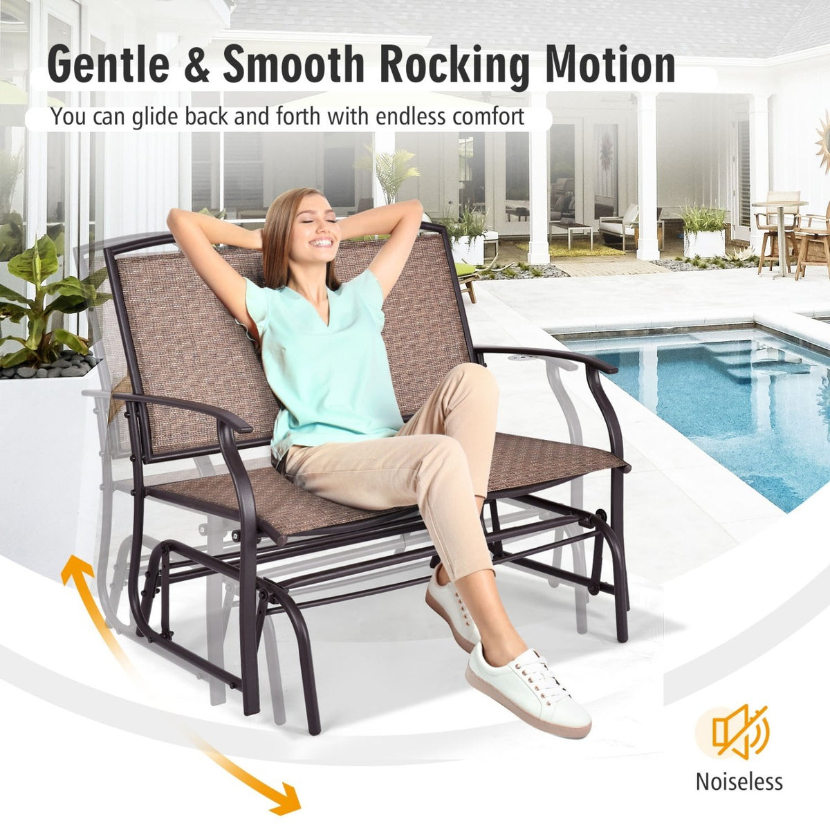 Outdoor Iron Patio Rocking Chair for Backyard and Lawn view 8