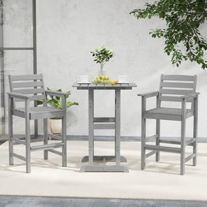 Patio HDPE Adirondack Bar Chairs Set of 2 with Wide Armrests-Gray view 2