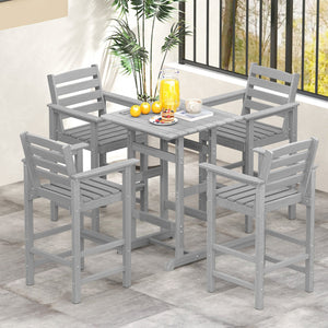 Patio HDPE Adirondack Bar Chairs Set of 2 with Wide Armrests-Gray view 6