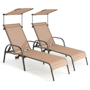 Patio Heavy-Duty 5-Level Adjustable Chaise Lounge Chair-Brown view 4