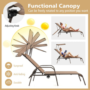 Patio Heavy-Duty 5-Level Adjustable Chaise Lounge Chair-Brown view 6