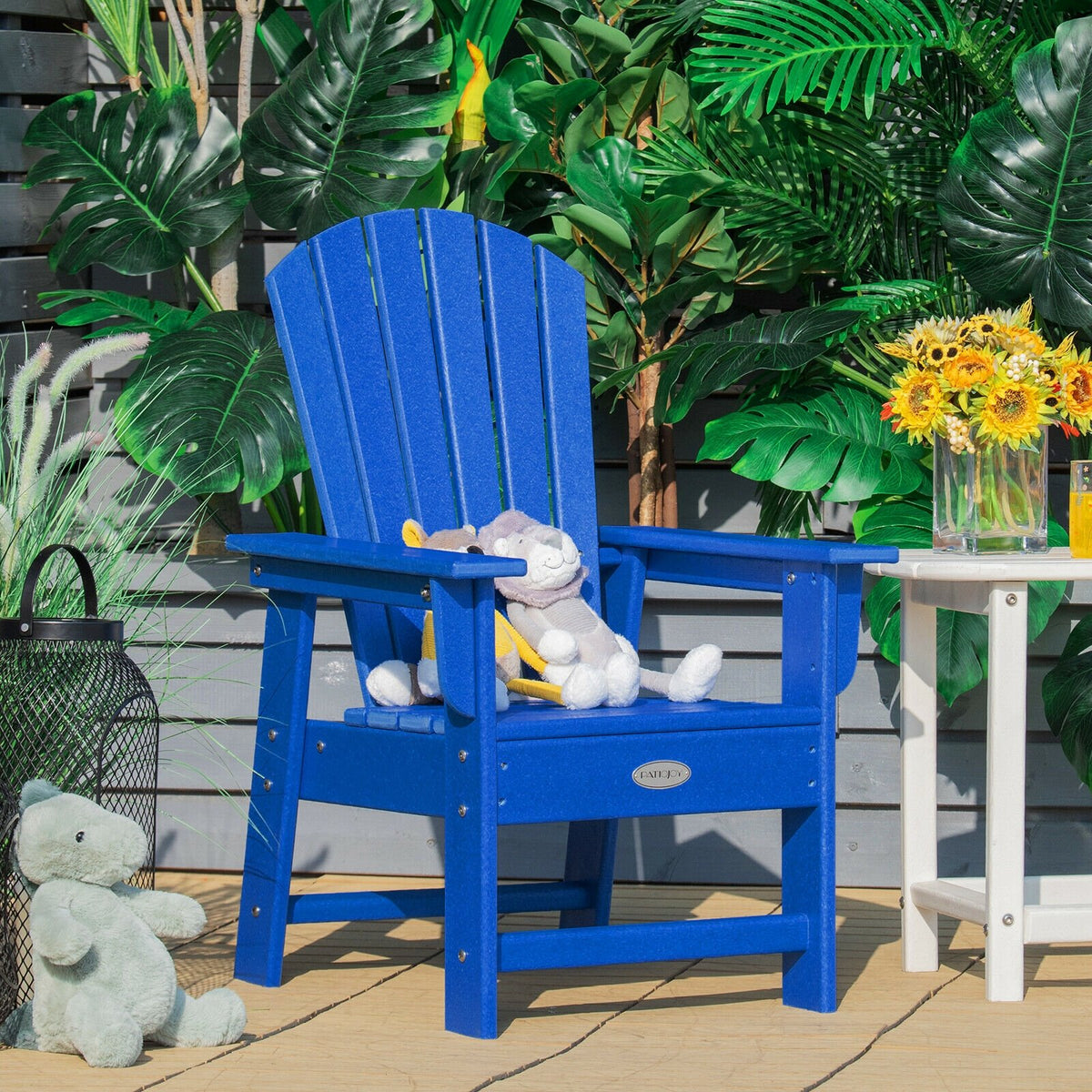 Patio Kids' Adirondack Chair with Ergonomic Backrest-Blue view 2