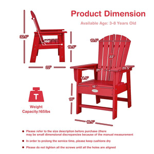Patio Kids' Adirondack Chair with Ergonomic Backrest-Red view 4