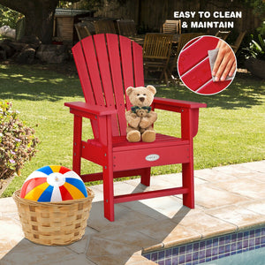 Patio Kids' Adirondack Chair with Ergonomic Backrest-Red view 5