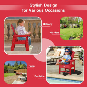 Patio Kids' Adirondack Chair with Ergonomic Backrest-Red view 7