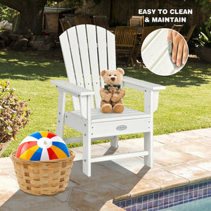 Patio Kids' Adirondack Chair with Ergonomic Backrest-White view 5