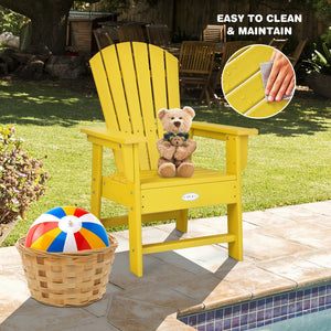 Patio Kids' Adirondack Chair with Ergonomic Backrest-Yellow view 5