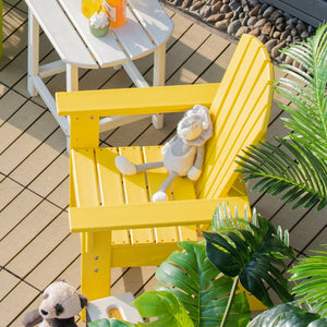 Patio Kids' Adirondack Chair with Ergonomic Backrest-Yellow view 6