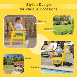 Patio Kids' Adirondack Chair with Ergonomic Backrest-Yellow view 7