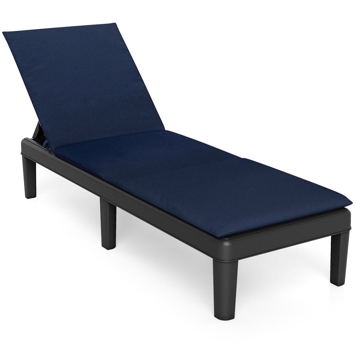 Patio Lounge Chair 3-Position Adjustable Backrest and Cushion-Blue