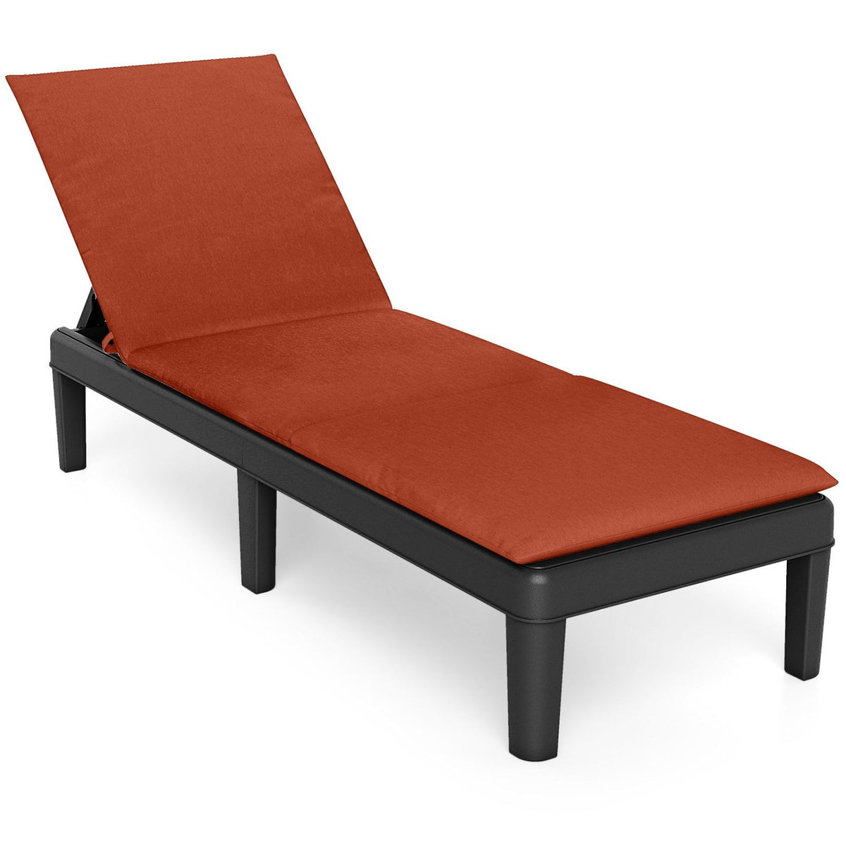 Patio Lounge Chair 3-Position Adjustable Backrest and Cushion-Orange