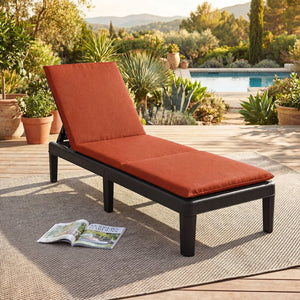 Patio Lounge Chair 3-Position Adjustable Backrest and Cushion-Orange view 2