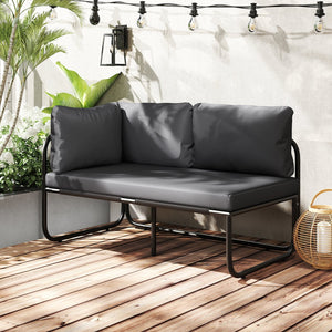 Patio Loveseat Sofa Couch with Removable Pillows and Seat Cushion-Gray view 3
