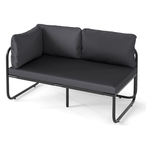 Patio Loveseat Sofa Couch with Removable Pillows and Seat Cushion-Gray view 4