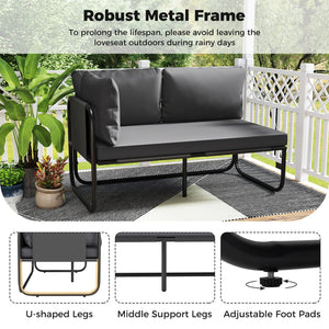 Patio Loveseat Sofa Couch with Removable Pillows and Seat Cushion-Gray view 7
