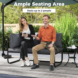 Patio Loveseat Sofa Couch with Removable Pillows and Seat Cushion-Gray view 9