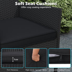 Patio Loveseat with Built-in Table for Backyard Porch-Black view 8