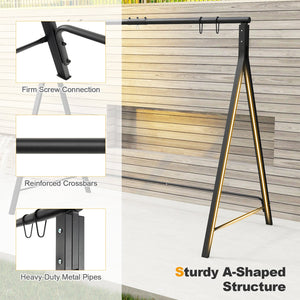 Patio Metal Swing Stand with A-Shaped Structure-Black view 9