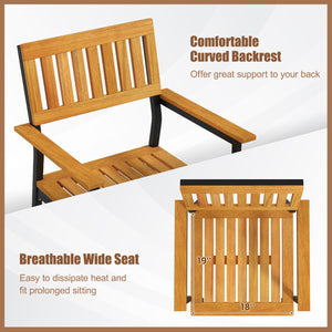 Patio Outdoor Dining Chair Set of 2 with Metal and Acacia Wood Frame view 8