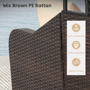 Patio PE Rattan Daybed with Retractable Canopy and Soft Cushions-Beige view 7