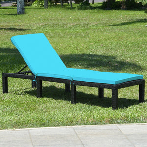 Patio Rattan Cushioned Height Adjustable Lounge Chair-Blue view 3