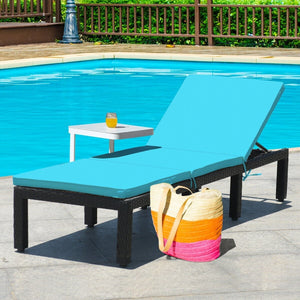 Patio Rattan Cushioned Height Adjustable Lounge Chair-Blue view 8