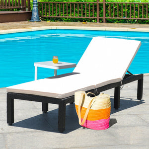 Patio Rattan Cushioned Height Adjustable Lounge Chair-White view 7